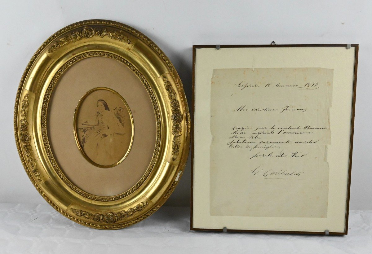 Photograph Of Giuseppina Raimondi And Letter Signed By Giuseppe Garibaldi 